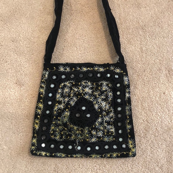 Black & girls printed boho chic bag - Picture 1 of 4